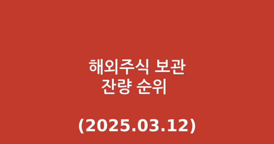해외주식 보관잔량 순위 (2025.03.12)
